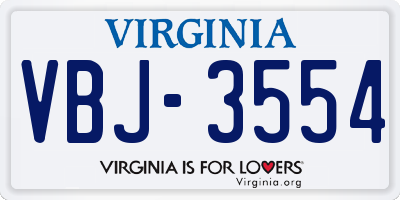 VA license plate VBJ3554