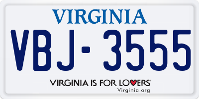 VA license plate VBJ3555