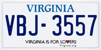 VA license plate VBJ3557