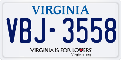 VA license plate VBJ3558