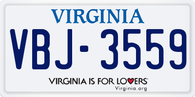 VA license plate VBJ3559