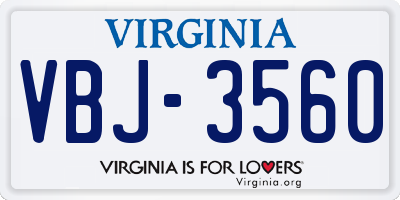 VA license plate VBJ3560