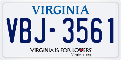 VA license plate VBJ3561