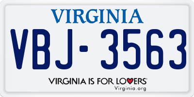 VA license plate VBJ3563