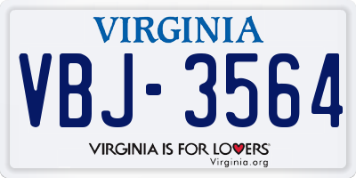 VA license plate VBJ3564