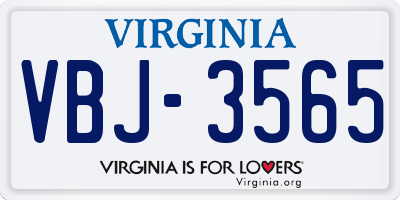 VA license plate VBJ3565