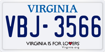 VA license plate VBJ3566