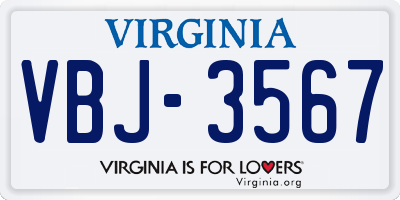 VA license plate VBJ3567