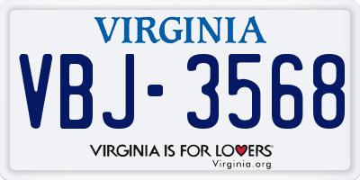 VA license plate VBJ3568