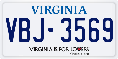 VA license plate VBJ3569
