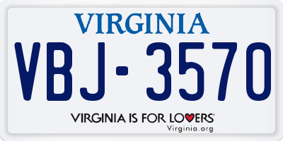 VA license plate VBJ3570