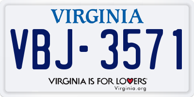 VA license plate VBJ3571