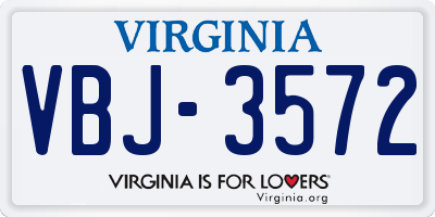 VA license plate VBJ3572