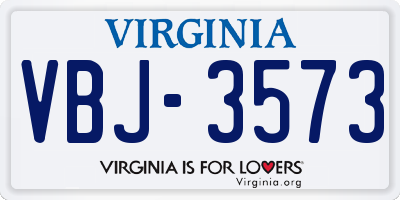 VA license plate VBJ3573