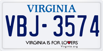 VA license plate VBJ3574