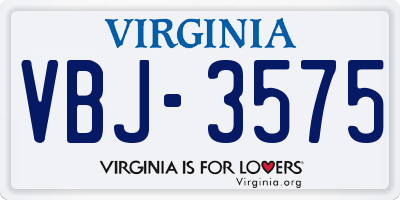 VA license plate VBJ3575