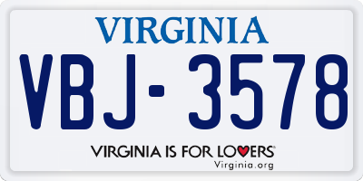 VA license plate VBJ3578