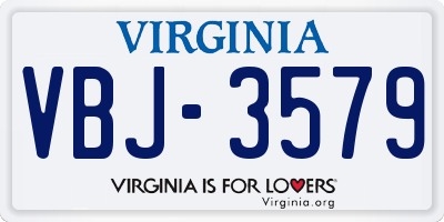 VA license plate VBJ3579
