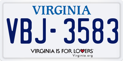 VA license plate VBJ3583