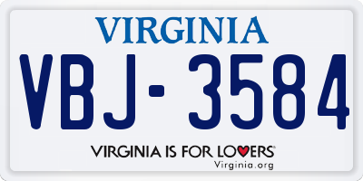 VA license plate VBJ3584