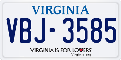 VA license plate VBJ3585
