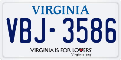 VA license plate VBJ3586