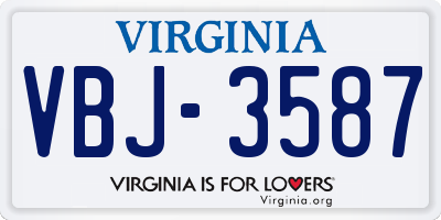 VA license plate VBJ3587