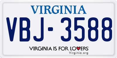 VA license plate VBJ3588