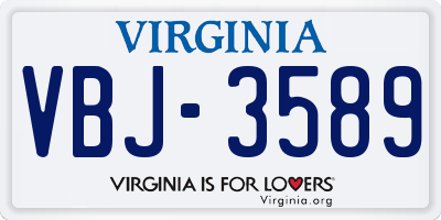 VA license plate VBJ3589