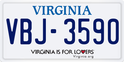 VA license plate VBJ3590