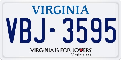 VA license plate VBJ3595