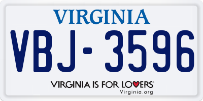 VA license plate VBJ3596