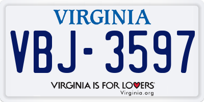 VA license plate VBJ3597
