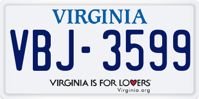 VA license plate VBJ3599