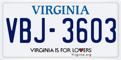 VA license plate VBJ3603