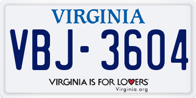 VA license plate VBJ3604