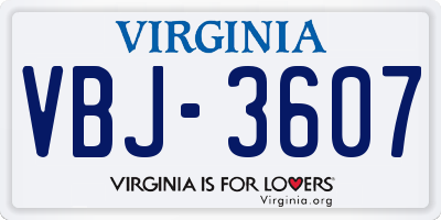 VA license plate VBJ3607