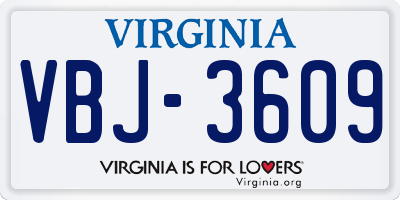 VA license plate VBJ3609