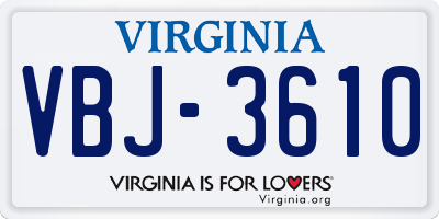 VA license plate VBJ3610