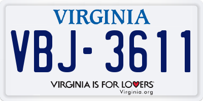 VA license plate VBJ3611