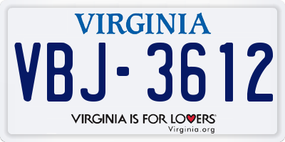 VA license plate VBJ3612