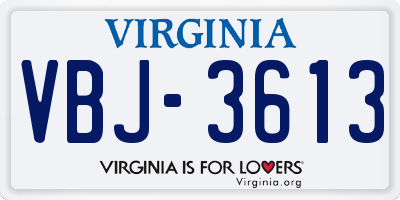 VA license plate VBJ3613