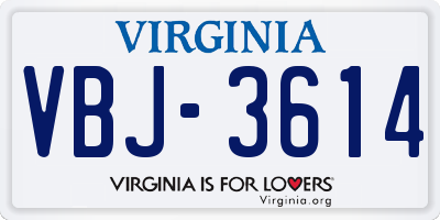 VA license plate VBJ3614