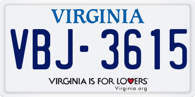 VA license plate VBJ3615