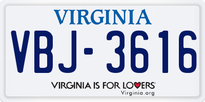 VA license plate VBJ3616