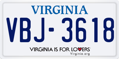 VA license plate VBJ3618