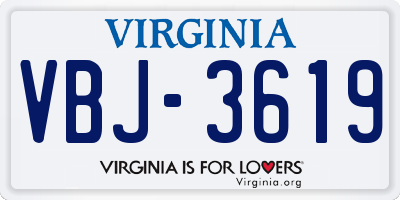 VA license plate VBJ3619