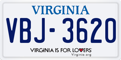 VA license plate VBJ3620