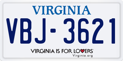 VA license plate VBJ3621