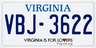 VA license plate VBJ3622